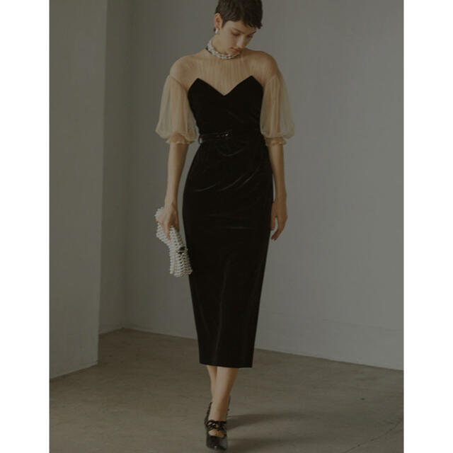 レディースameri vintage TULLE SLEEVE TIGHT DRESS M