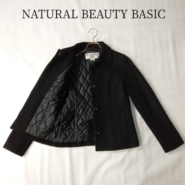 NATURAL BEAUTY BASIC ショート丈ステンカラーコート ウール