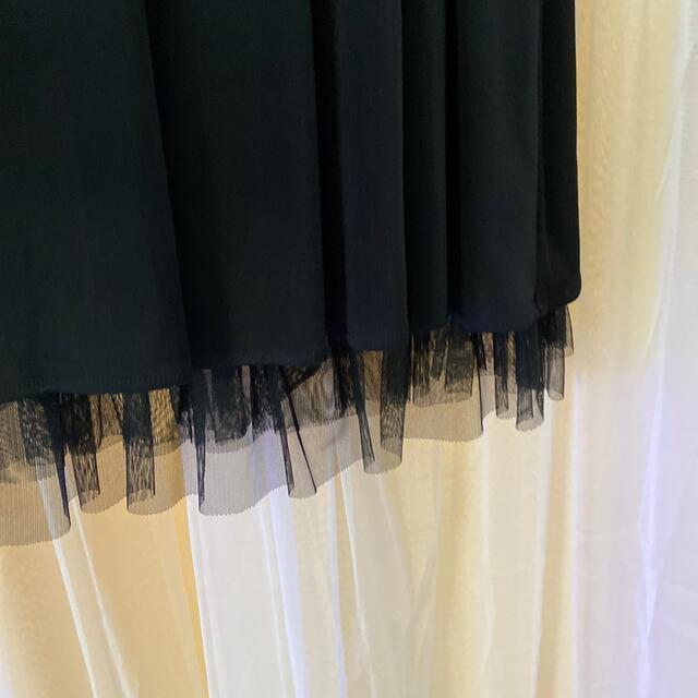 黒ノースリーブドレスワンピース結婚式二次会イベントお呼ばれ襟元ビジュー首ストール レディースのフォーマル/ドレス(ミニドレス)の商品写真