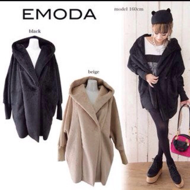 EMODA(エモダ)のEMODA ボアコート ブラック♡ レディースのジャケット/アウター(ロングコート)の商品写真