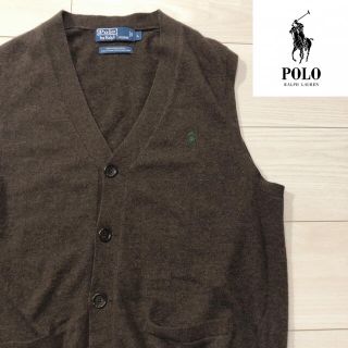 ポロラルフローレン(POLO RALPH LAUREN)のPOLO RALPHLAUREN 前開き　ウール　ベスト　ニット　セーター　L(ベスト)