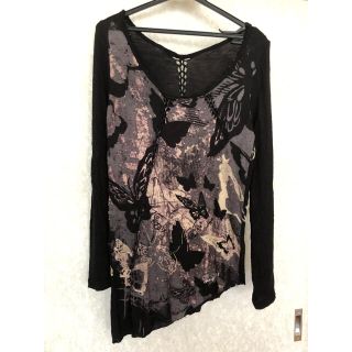 デシグアル(DESIGUAL)のデシグアル　長袖チュニック カットソー　バタフライ柄　Desigual Tシャツ(Tシャツ(長袖/七分))