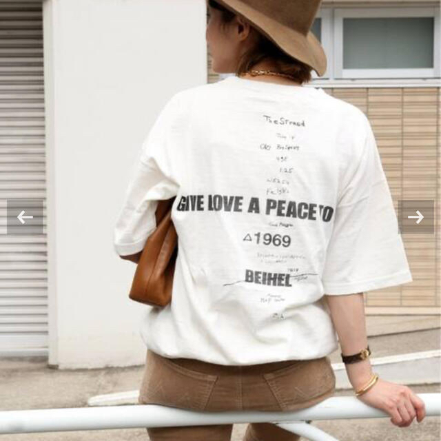 Deuxieme Classe LOVE A PEACE バックプリントTシャツトップス
