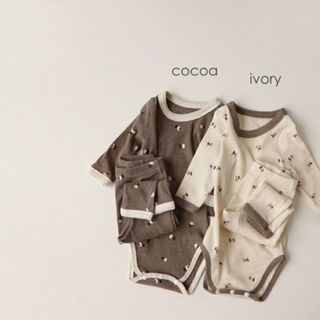 ザラキッズ(ZARA KIDS)の韓国子供服＊小花柄ロンパース(18m)cocoa サイズ80(ロンパース)