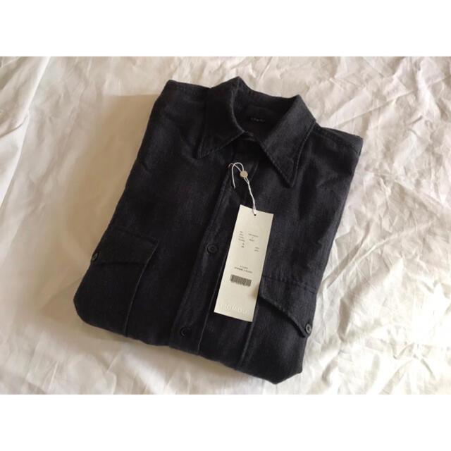 21AW COMOLI ウールシルク ワークシャツ Navy チェック サイズ2 | www