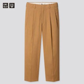 ユニクロ(UNIQLO)のユニクロU 2020春夏　ワイドフィットタックテーパードパンツ ベージュ(チノパン)