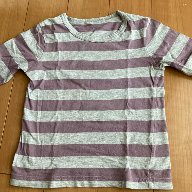 MUJI (無印良品)(ムジルシリョウヒン)の無印　　7部袖ボーダーTシャツ　100㎝ キッズ/ベビー/マタニティのキッズ服女の子用(90cm~)(Tシャツ/カットソー)の商品写真