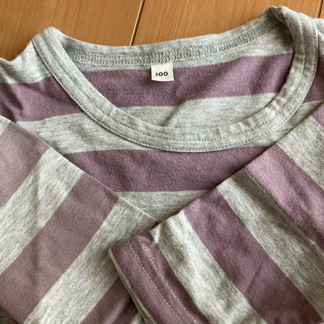 MUJI (無印良品)(ムジルシリョウヒン)の無印　　7部袖ボーダーTシャツ　100㎝ キッズ/ベビー/マタニティのキッズ服女の子用(90cm~)(Tシャツ/カットソー)の商品写真