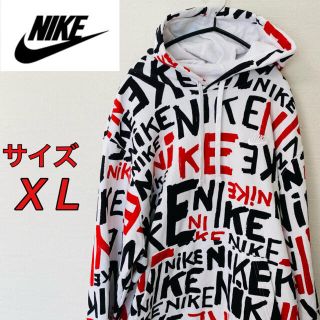 ナイキ(NIKE)の【美品・完売品】NIKE ナイキ　総柄パーカー　刺繍ロゴ　マルチカラー　XL(パーカー)