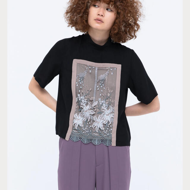 シャツ/ブラウス(半袖/袖なし)MURRAL Framed flower mock-neck top