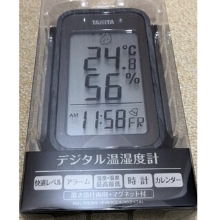 タニタ(TANITA)のタニタデジタル温湿度計置き掛け両用　ブラック(置時計)