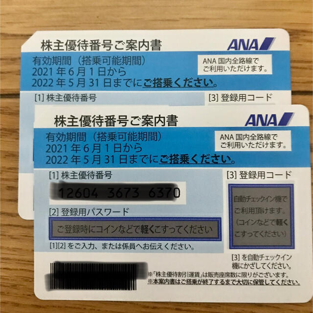 ANA 株主優待券　2枚 チケットの優待券/割引券(ショッピング)の商品写真