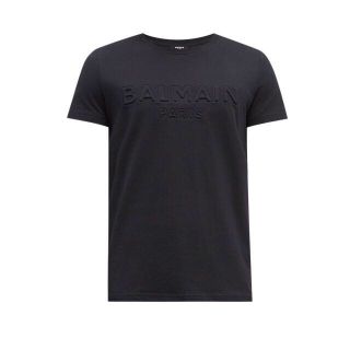 バルマン(BALMAIN)の【BALMAIN】バルマン　エンボスロゴTシャツ　黒　Sサイズ　美品(Tシャツ/カットソー(半袖/袖なし))