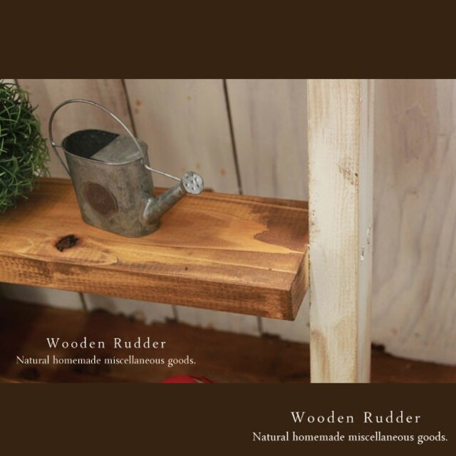 ハンドメイド アンティーク風 ラダー ホワイト&ナチュラル 木製 ハンドメイドのインテリア/家具(家具)の商品写真