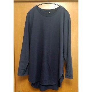 ユニクロ(UNIQLO)のXXLサイズ NAVY コットンロングシャツテールT（長袖）紺 ネイビー(Tシャツ(長袖/七分))