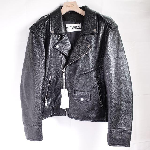 【美品】PERVERZE　ビッグレザージャケット　レディース　ブラック