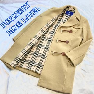 バーバリーブルーレーベル(BURBERRY BLUE LABEL)の【美品】バーバリーブルーレーベル カシミヤ混 ダッフルコート ノバチェック 38(ダッフルコート)