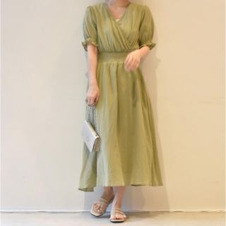 ダブルクローゼット(w closet)のw closet 楊柳カシュクールワンピース ピスタチオ(ロングワンピース/マキシワンピース)