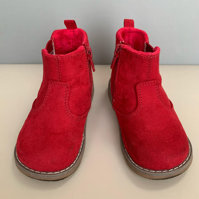 H&M キッズ ベビー ブーツ 赤 スウェード 14.0センチ キッズ/ベビー/マタニティのベビー靴/シューズ(~14cm)(ブーツ)の商品写真