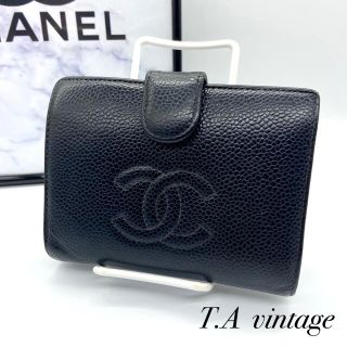 シャネル(CHANEL)のシャネル　キャビアスキン　がま口　折り財布(財布)