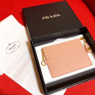 プラダ(PRADA)のPRADA プラダ　カードケース　定期入れ　パスケース　ピンク　ゴールド(名刺入れ/定期入れ)