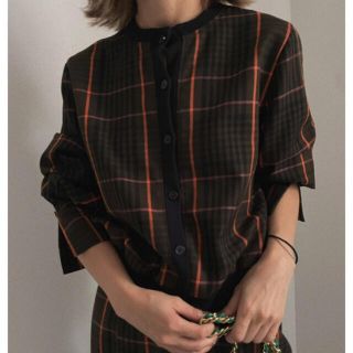 アメリヴィンテージ(Ameri VINTAGE)のAmerivintage cheerful check top green(シャツ/ブラウス(長袖/七分))