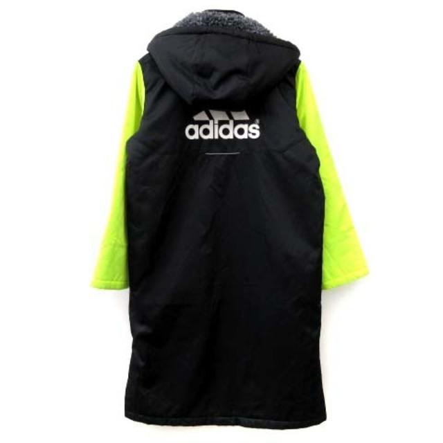 adidas(アディダス)のアディダス ベンチコート 中綿 裏ボア ロング ロゴ 黒 黄 140 キッズ キッズ/ベビー/マタニティのキッズ服男の子用(90cm~)(コート)の商品写真