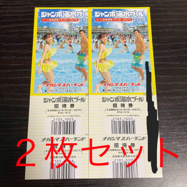 長島ジャンボ海水プール チケット 二枚組