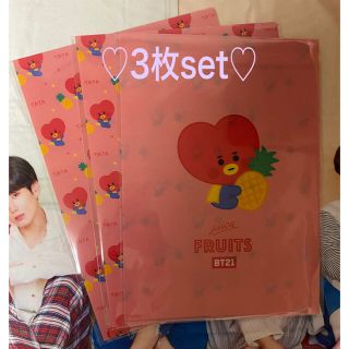 ボウダンショウネンダン(防弾少年団(BTS))のBT21 TATA クリアファイル 3枚セット(アイドルグッズ)