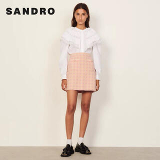 サンドロ(Sandro)の❤️Sandro2021新作　新品　ピンクミニスカート　綺麗上品(ミニスカート)