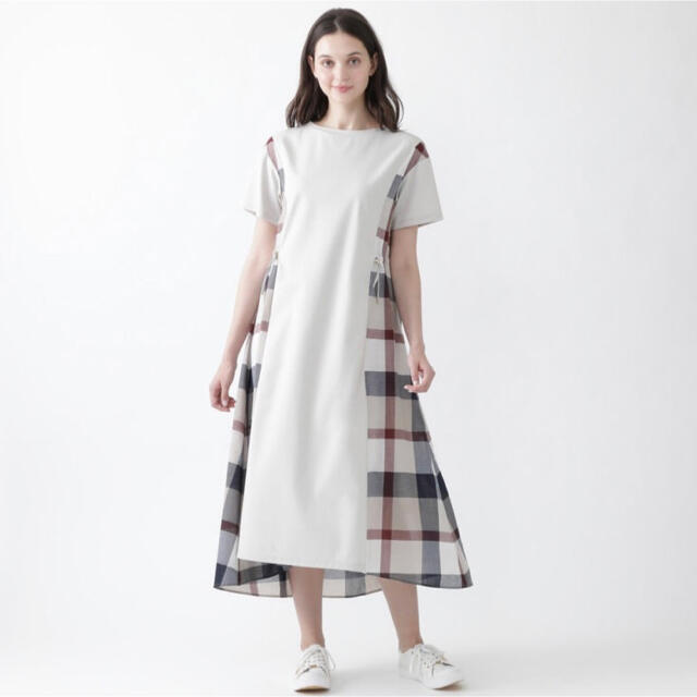 ブルーレーベルクレストブリッジ ベージュチェック ワンピース-tops.edu.ng