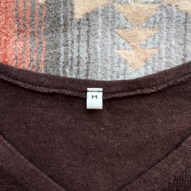 MUJI (無印良品)(ムジルシリョウヒン)の無印良品　Linen　七分袖　セーター　ダークブラウン　sizeM レディースのトップス(ニット/セーター)の商品写真
