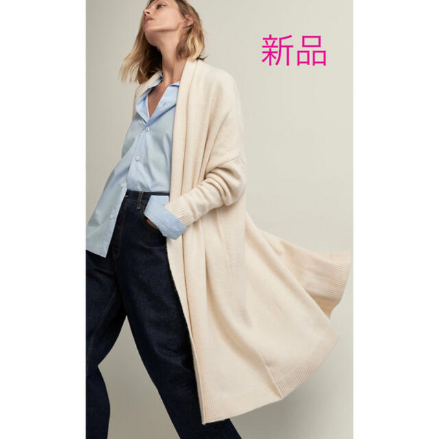 ZARA(ザラ)の新品タグ付き！ZARA ザラ＊ニットロングカーディガン　M　アイボリー レディースのジャケット/アウター(ニットコート)の商品写真