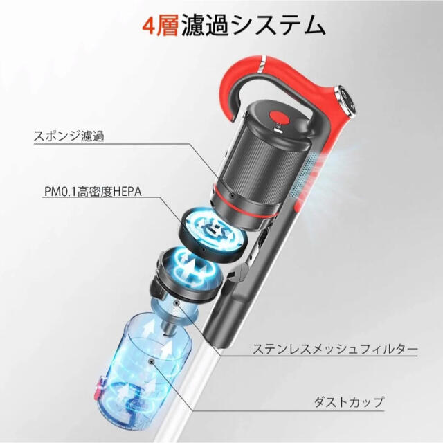 コードレス掃除機 壁掛け充電式　ハンディ掃除機 吸引力はダイソン級 スマホ/家電/カメラの生活家電(掃除機)の商品写真