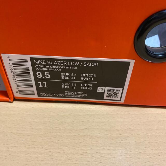 sacai(サカイ)の新品 SACAI × NIKE BLAZER LOW BRITISH27.5cm メンズの靴/シューズ(スニーカー)の商品写真