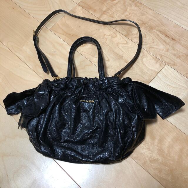 プラダ✨PRADA✨エナメル✨リボンバッグ