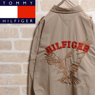 トミーヒルフィガー(TOMMY HILFIGER)のトミーヒルフィガー シャツ 長袖 ベージュ バックデザイン 刺繍 イーグル L(シャツ)