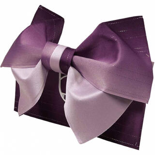 日本製 グラデーション リバーシブル ラメ入り 浴衣 浴衣帯 作り帯 結び帯 紫(浴衣帯)