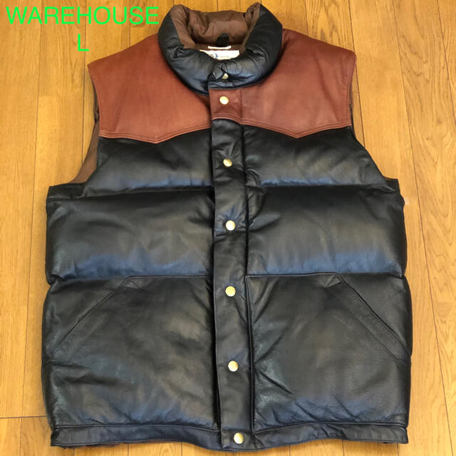 WAREHOUSE(ウエアハウス)の【美品・希少価値】WAREHOUSE CrescentDown L オールレザー メンズのジャケット/アウター(ダウンジャケット)の商品写真