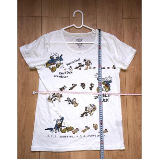 ディズニー(Disney)の訳アリ　DisneyTシャツ チップ&デール&ドナルド ホワイト　Ｌ(Tシャツ(半袖/袖なし))