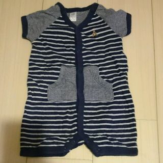 ベビーギャップ(babyGAP)のbabyGap ベビー半袖ロンパース 70 白×青 ボーダー(ロンパース)