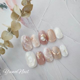 ニュアンスネイルチップ♡ショートオーバル♡成人式結婚式卒業式にも