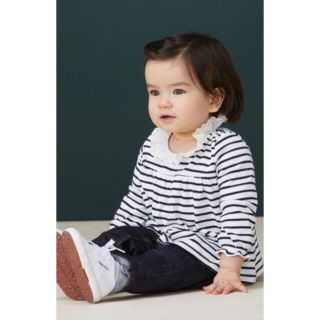 プチバトー(PETIT BATEAU)の【新品タグ付】プチバトー   ブラウス　フリル　24m(Tシャツ/カットソー)