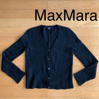 マックスマーラ(Max Mara)のMaxMara イタリア製 ゆったりめ カーディガン ブラック 黒 トップス(カーディガン)