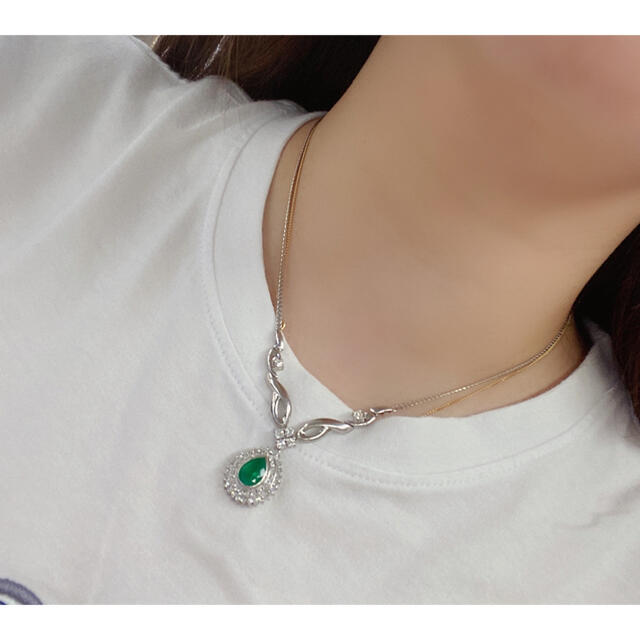 新品本物 Pt900/Pt850天然エメラルドダイヤネックレスE0.213ct おトク情報がいっぱい! Pt900/Pt850天然エメラルドダイヤネックレスE0.213ct ネックレス