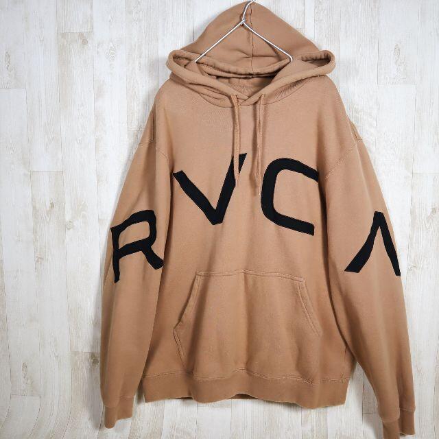 ルーカ RVCA パーカー ベージュ デカロゴ ビッグ刺繍ロゴ 希少カラー