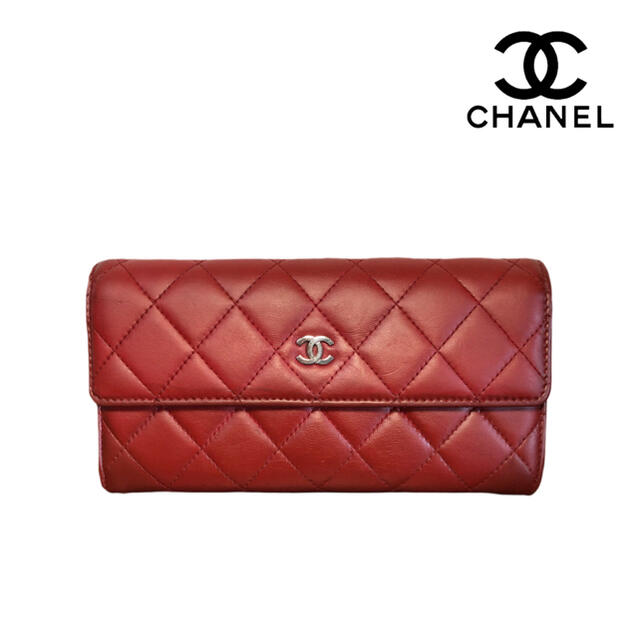 CHANEL 長財布 マトラッセ レッド シャネル