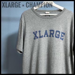 エクストララージ(XLARGE)のX-LARGE × champion コラボ　半袖　Tシャツ　デカロゴ　グレー(Tシャツ/カットソー(半袖/袖なし))