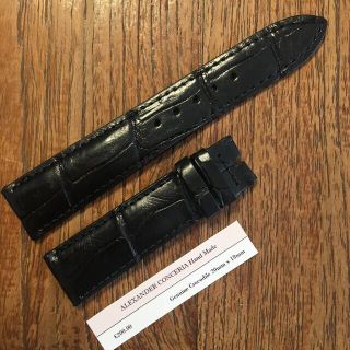 クロコダイル　本革バンド　20mm 黒　ブラック(腕時計(アナログ))