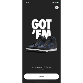 ナイキ(NIKE)のNIKE DUNK HI×FRAGMENT MIDNIGHT NAVY ナイキ　(スニーカー)